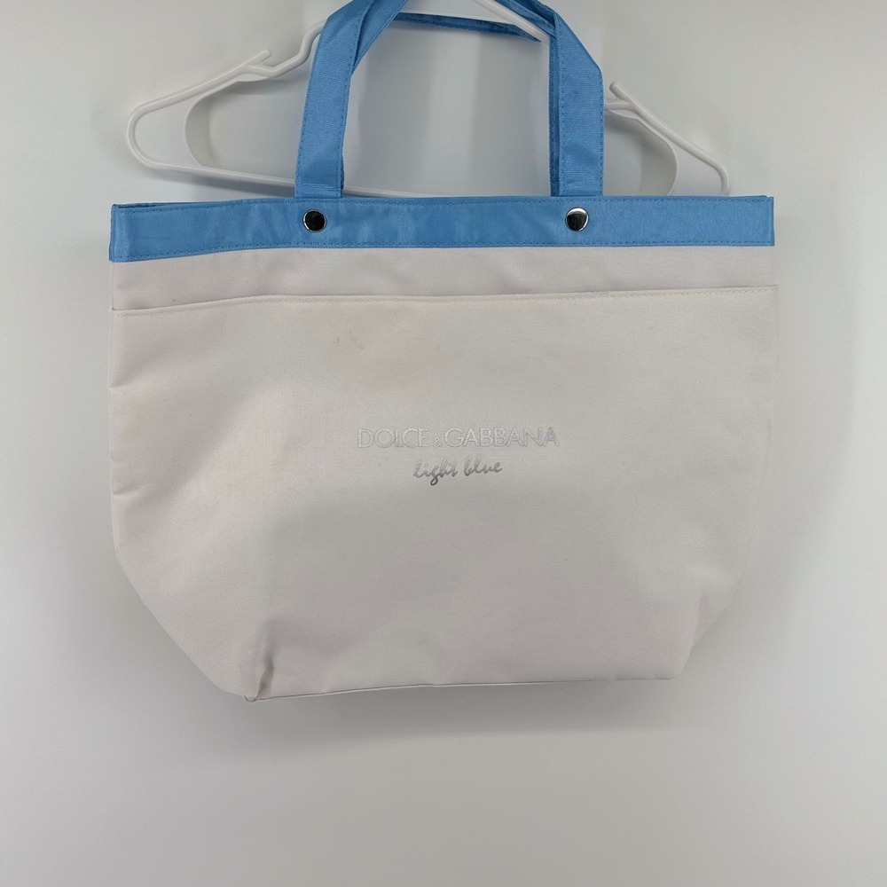 Dolce & Gabbana Light Blue‎ Canvas Tote Bag White Blue Designer Promo GWP